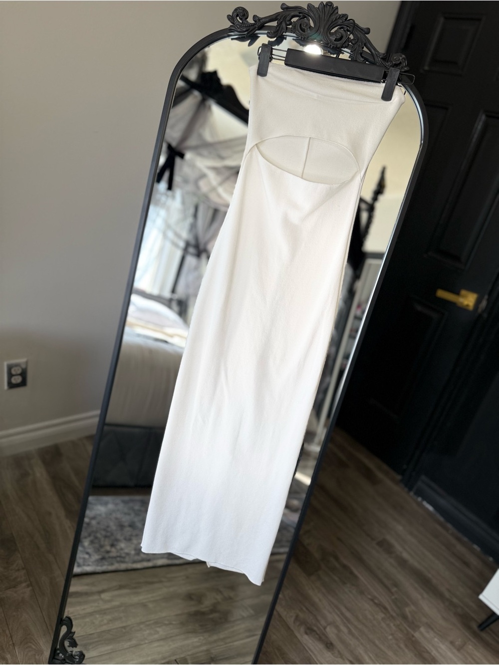 Zara White Strapless Cutout Midi Dress